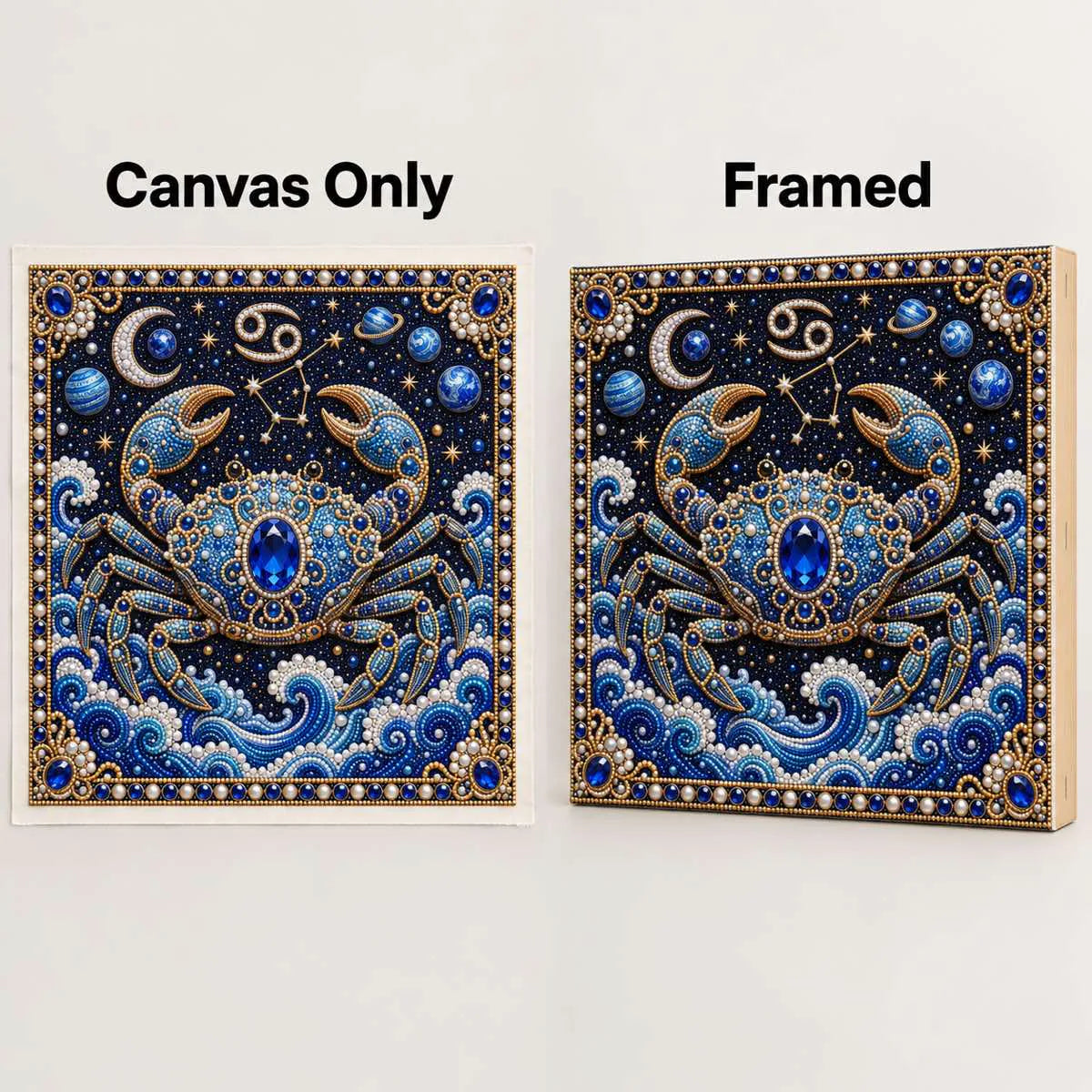 cancer canvas-only and framed display options; no decorative outer frame included