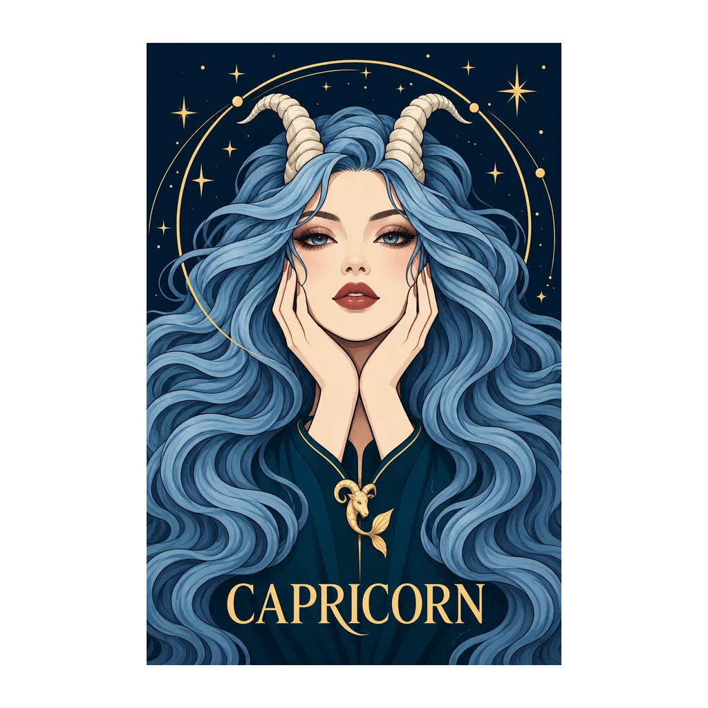 Original white-background artwork of Capricorn Sea Goat