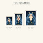 Capricorn Sea Goat diamond painting in 20 by 30, 30 by 40, and 40 by 50 centimeter sizes