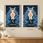 Framed and no-frame options for the Capricorn Sea Goat diamond painting