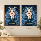Framed and no-frame options for the Capricorn Sea Goat diamond painting