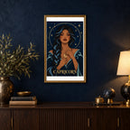 Framed Capricorn Frost Seagoat diamond painting displayed in a home interior