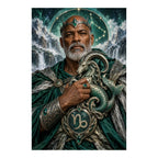 Original white-background artwork — sea goat guardian