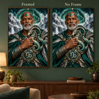 Framed and no-frame style comparison — sea goat guardian