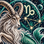 Close-up of the Capricorn sea goat's pearl-like drill details