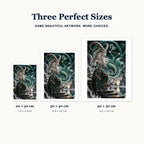Capricorn oracle diamond painting size guide showing 20 × 30, 30 × 40, and 40 × 50 cm