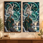Framed and no-frame Capricorn sea goat oracle diamond painting comparison