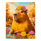 Capybara in Autumn Flowers completed artwork on a clean white background