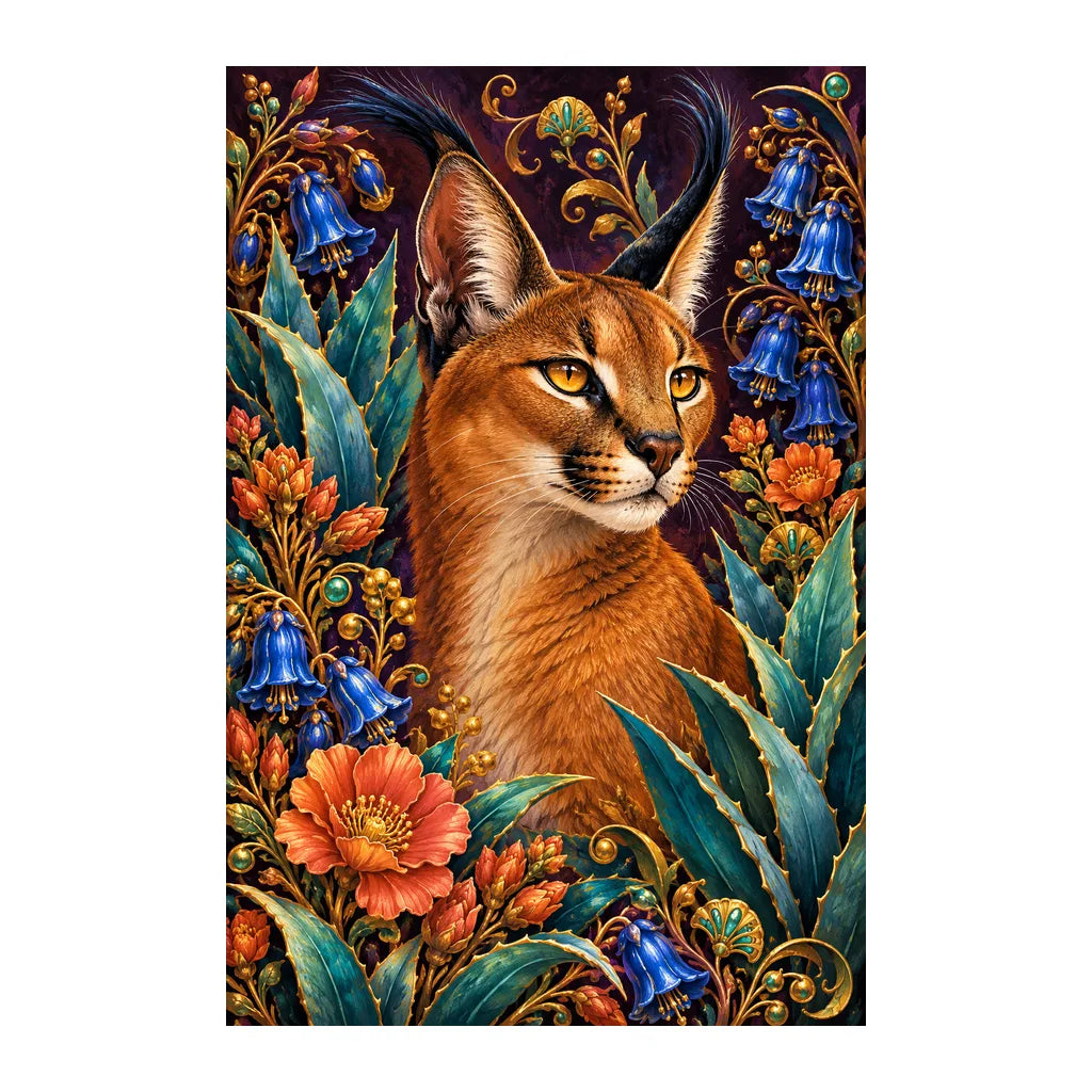 Original white-background artwork of Caracal Agave Blossom Frame