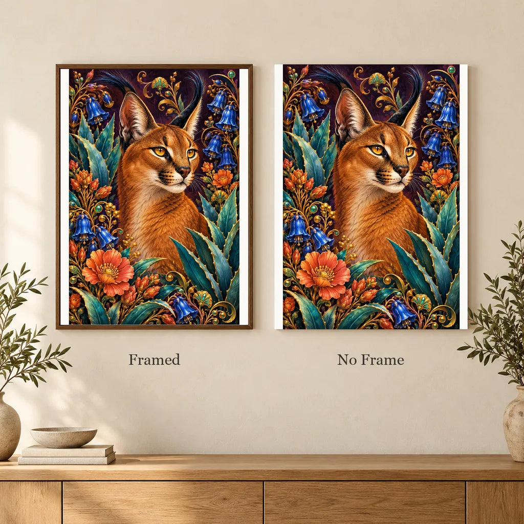 Framed and no-frame options for the Caracal Agave Blossom Frame diamond painting