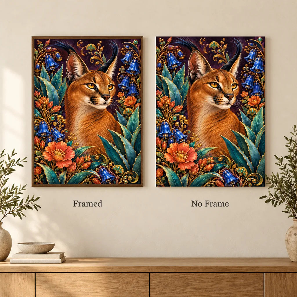 Framed and no-frame options for the Caracal Agave Blossom Frame diamond painting