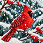 Close-up diamond detail for Cardinals Around The Snowman