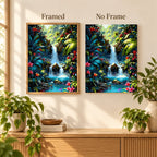 Framed and no-frame comparison for Cascade in Bloom artwork.
