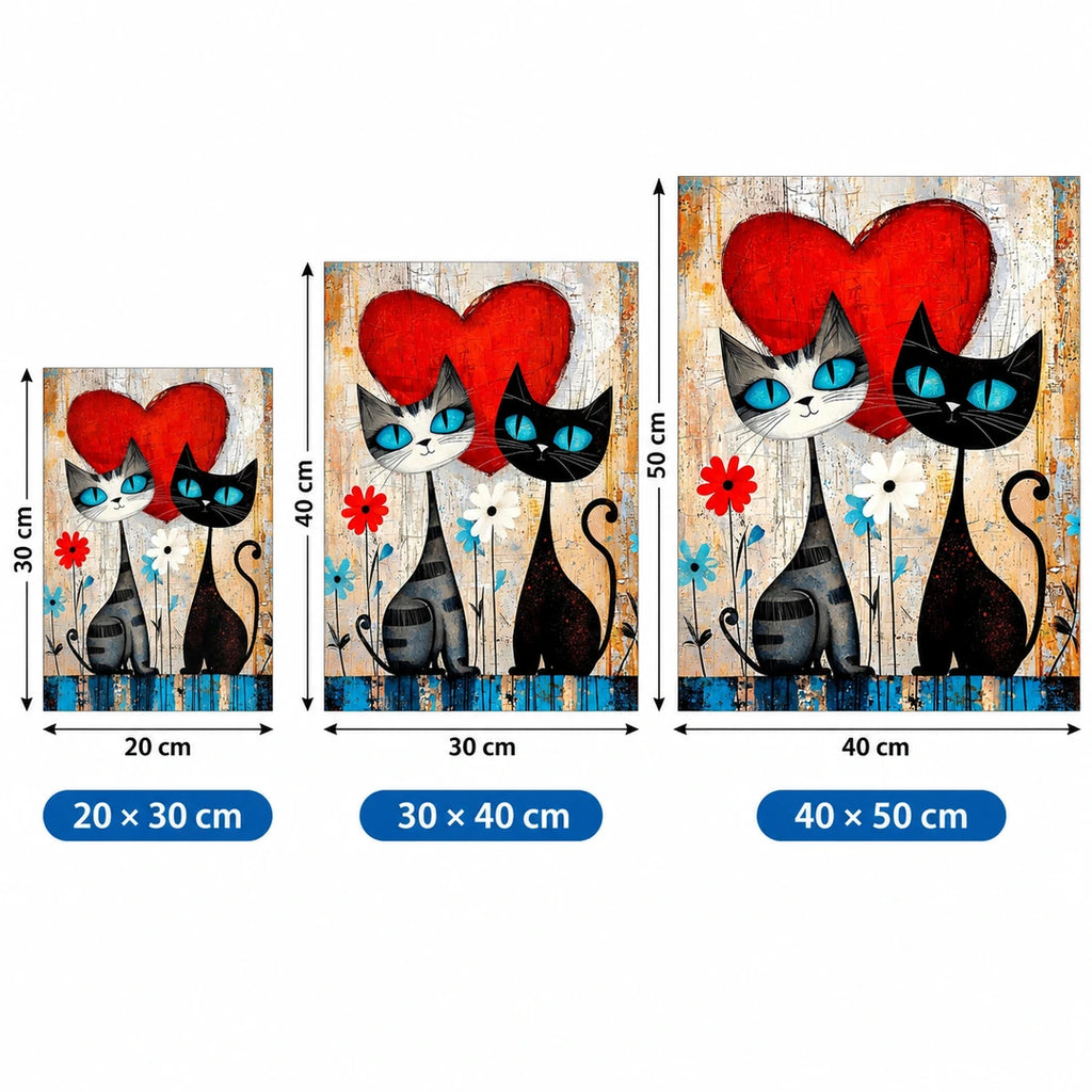 Cat Couple Hearts Diamond Painting Kit diamond detail