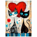 Cat Couple Hearts Diamond Painting Kit No Frame and Framed comparison
