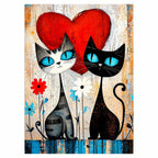 Cat Couple Hearts Diamond Painting Kit original artwork