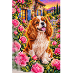 Cavalier Spaniel Rose Garden Diamond Painting Kit — canvas and drill material detail