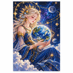 Celestial Goddess Earth Diamond Painting Kit finished diamond artwork on white background