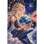 Celestial Goddess Earth Diamond Painting Kit diamond placement process