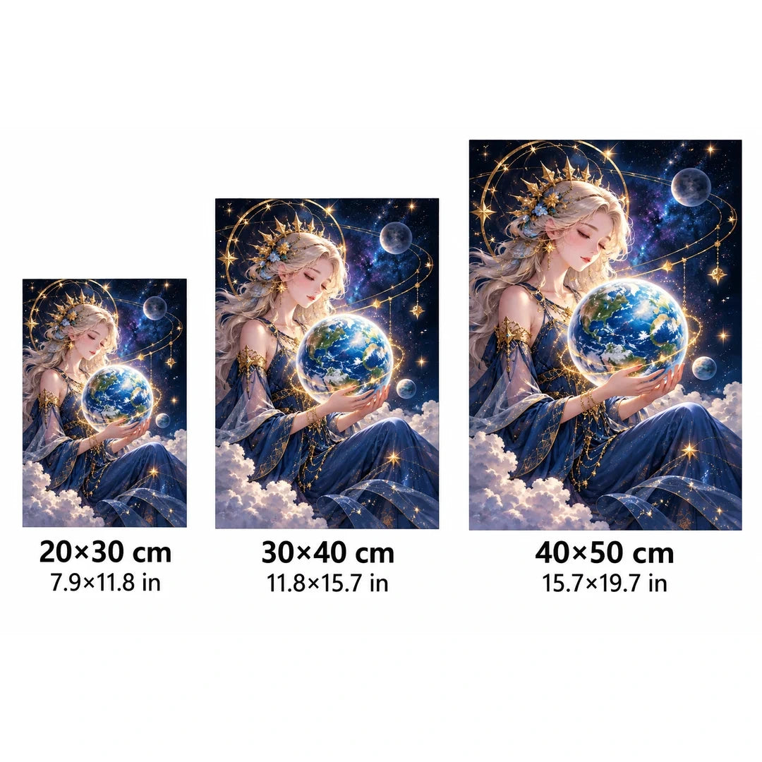 Celestial Goddess Earth Diamond Painting Kit size guide
