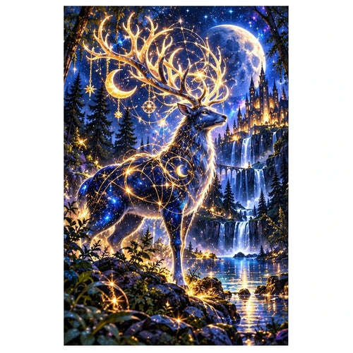 Celestial Stag Star Map Forest original artwork on white