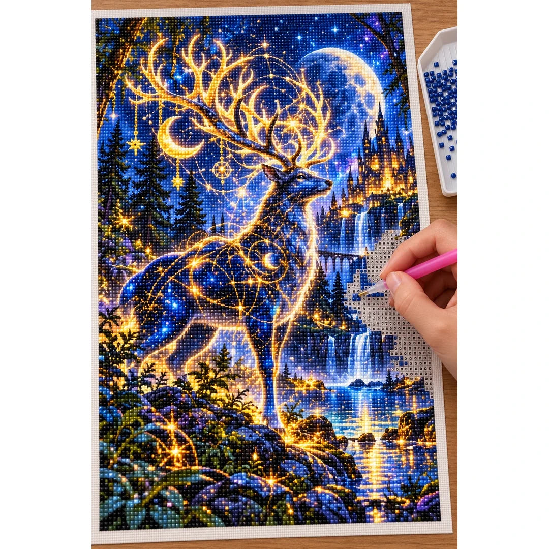 Celestial Stag Star Map Forest diamond painting process