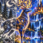 Celestial Stag Star Map Forest canvas and resin drill detail