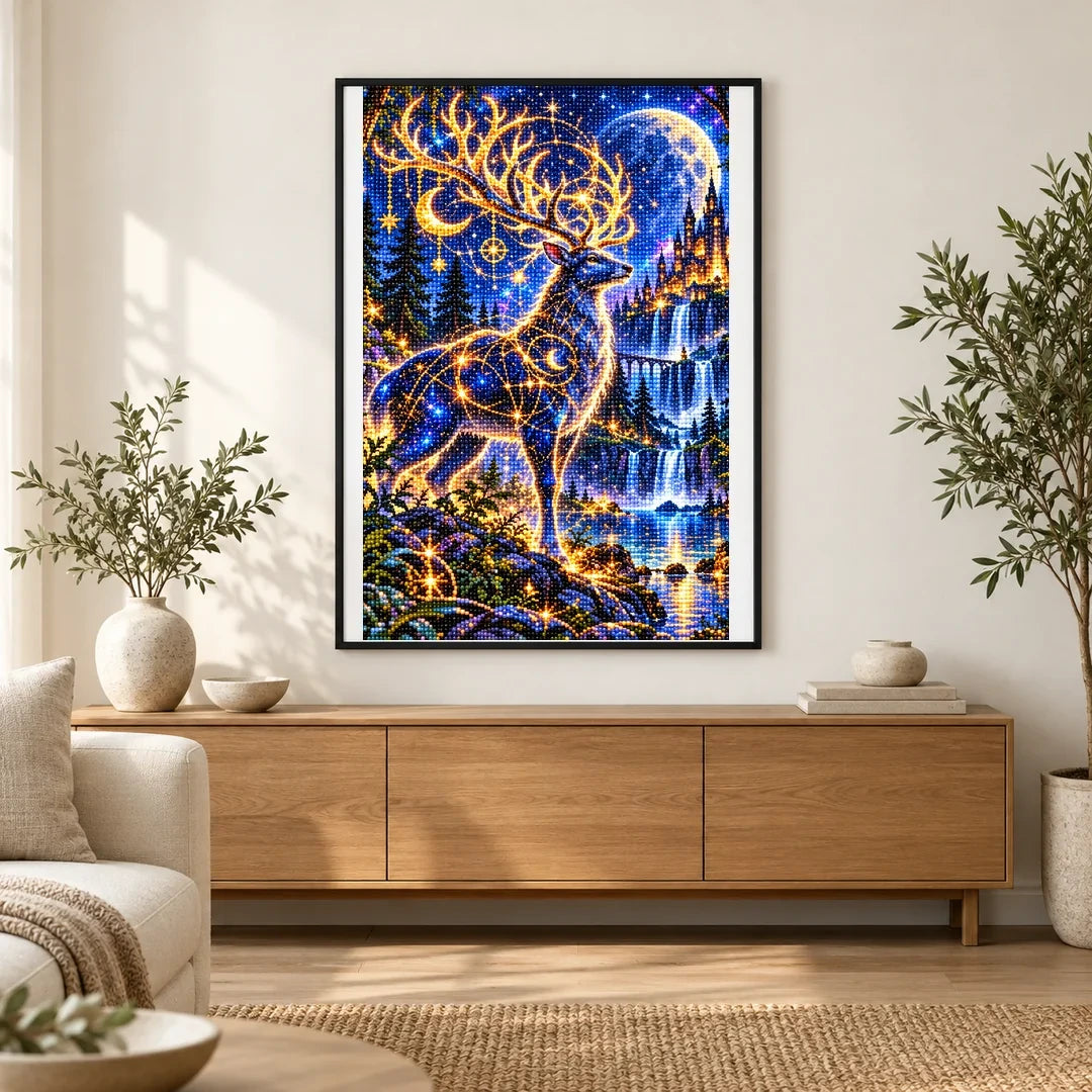 Celestial Stag Star Map Forest finished artwork in home décor