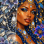 Celestial Starflower Goddess diamond drill and canvas detail
