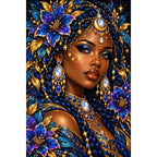 Celestial Starflower Goddess finished diamond painting on white background