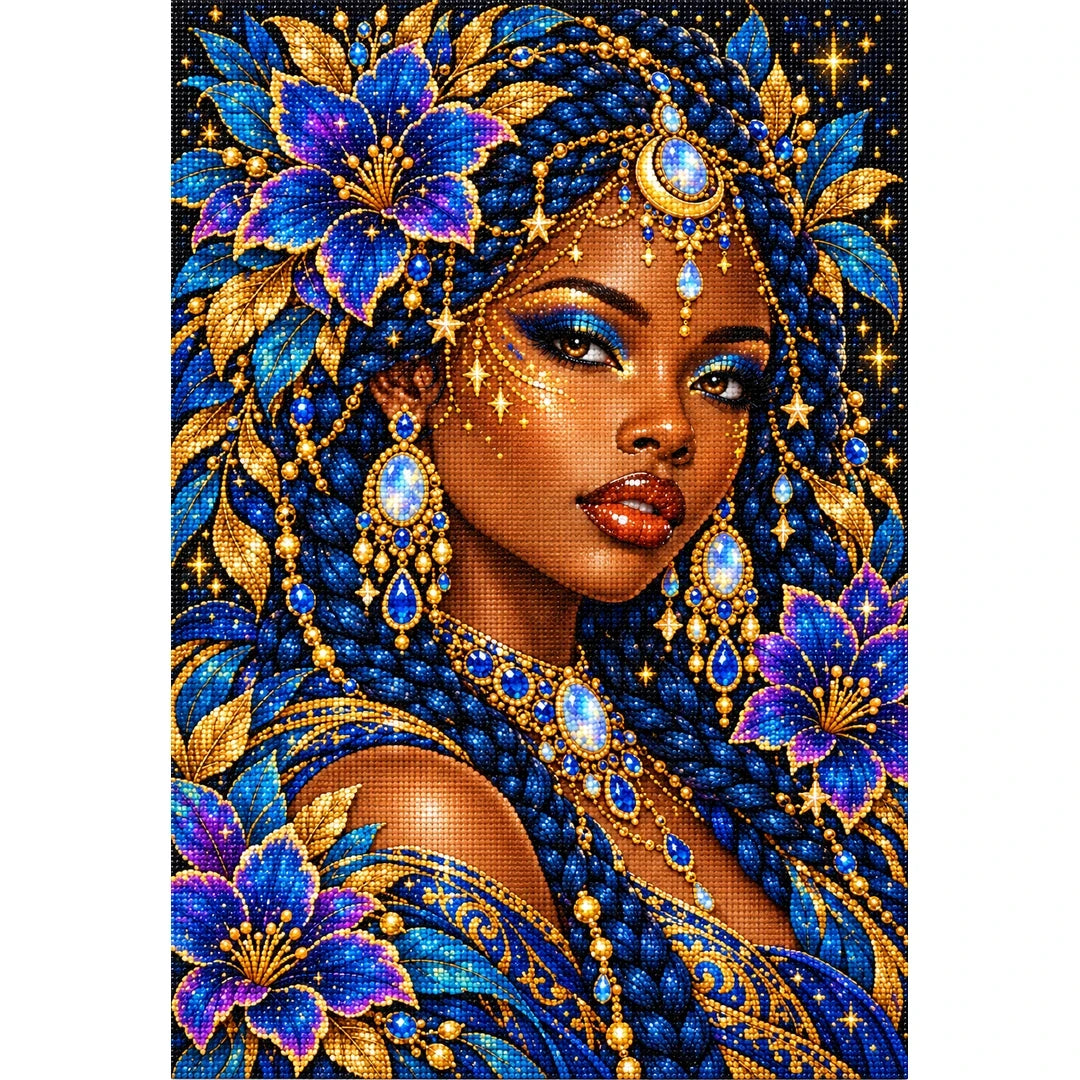Celestial Starflower Goddess original artwork on white background