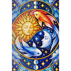 Celestial Sun Moon Koi Diamond Painting Kit — canvas and drill material detail
