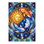Celestial Sun Moon Koi Diamond Painting Kit — finished diamond painting on white background