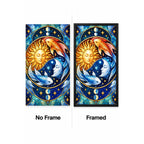 Celestial Sun Moon Koi Diamond Painting Kit — No Frame and Framed style comparison