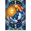 Celestial Sun Moon Koi Diamond Painting Kit — original white-background artwork