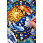 Celestial Sun Moon Koi Diamond Painting Kit — diamond painting application process