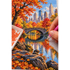 Central Park Autumn Bridge diamond placement process