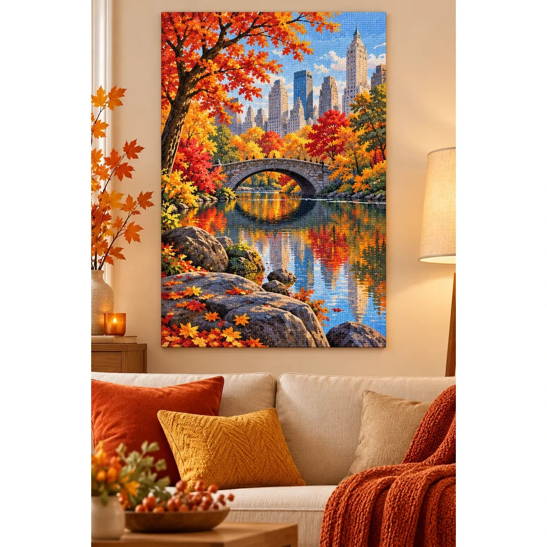 Central Park Autumn Bridge home decor scene
