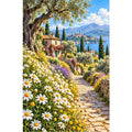 Chamomile Field Country Lane — original artwork on a clean white background