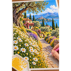 Chamomile Field Country Lane — diamond painting process with applicator pen