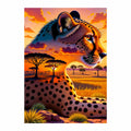 Original cheetah at sunset artwork on the African savannah