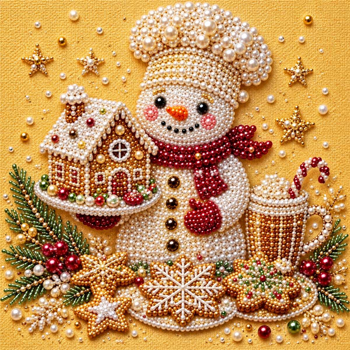 Chef Snowman Gingerbread House — detail image