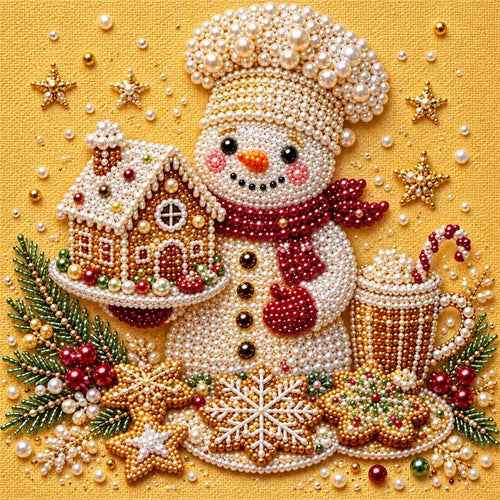 Chef Snowman Gingerbread House — detail image
