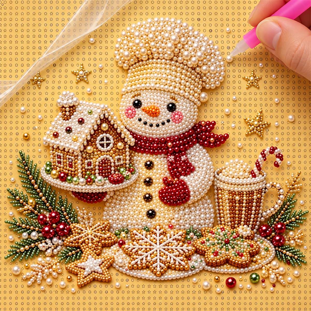Chef Snowman Gingerbread House — process image