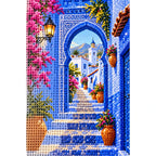 Chefchaouen Blue Archway diamond and canvas detail