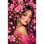 Cherry Blossom Beauty Diamond Painting Kit — Finished white-background diamond painting