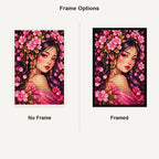 Cherry Blossom Beauty Diamond Painting Kit — No Frame and Framed comparison