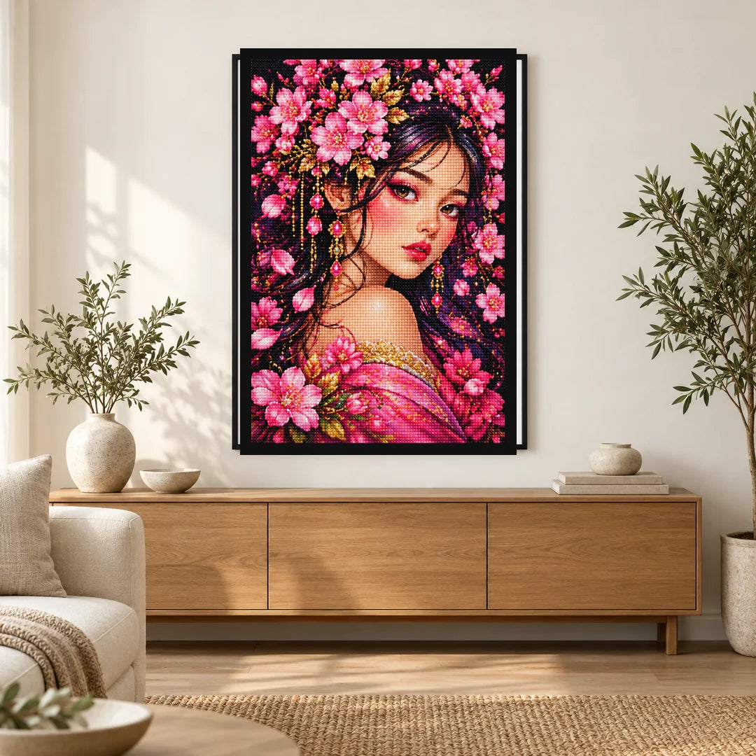 Cherry Blossom Beauty Diamond Painting Kit — Home decor scene