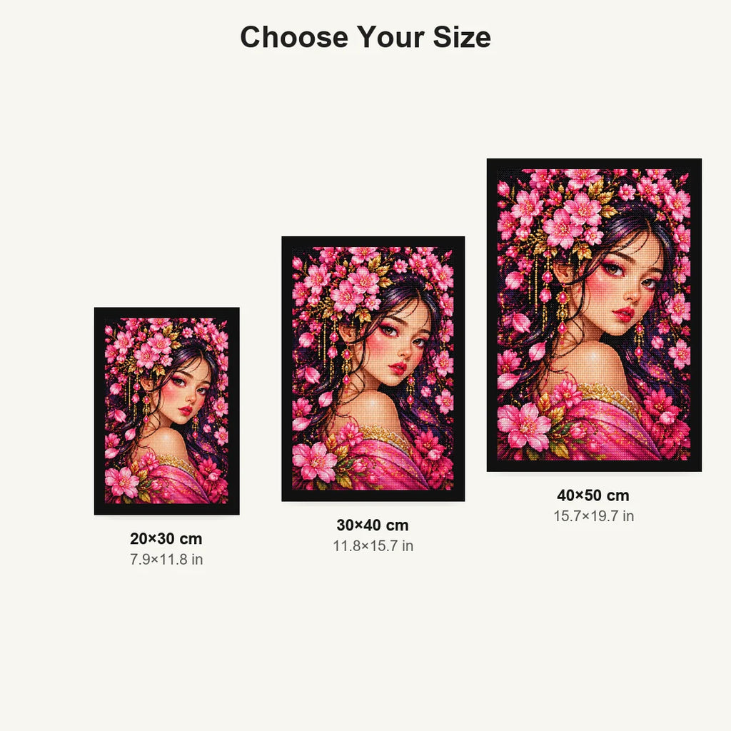 Cherry Blossom Beauty Diamond Painting Kit — Size guide
