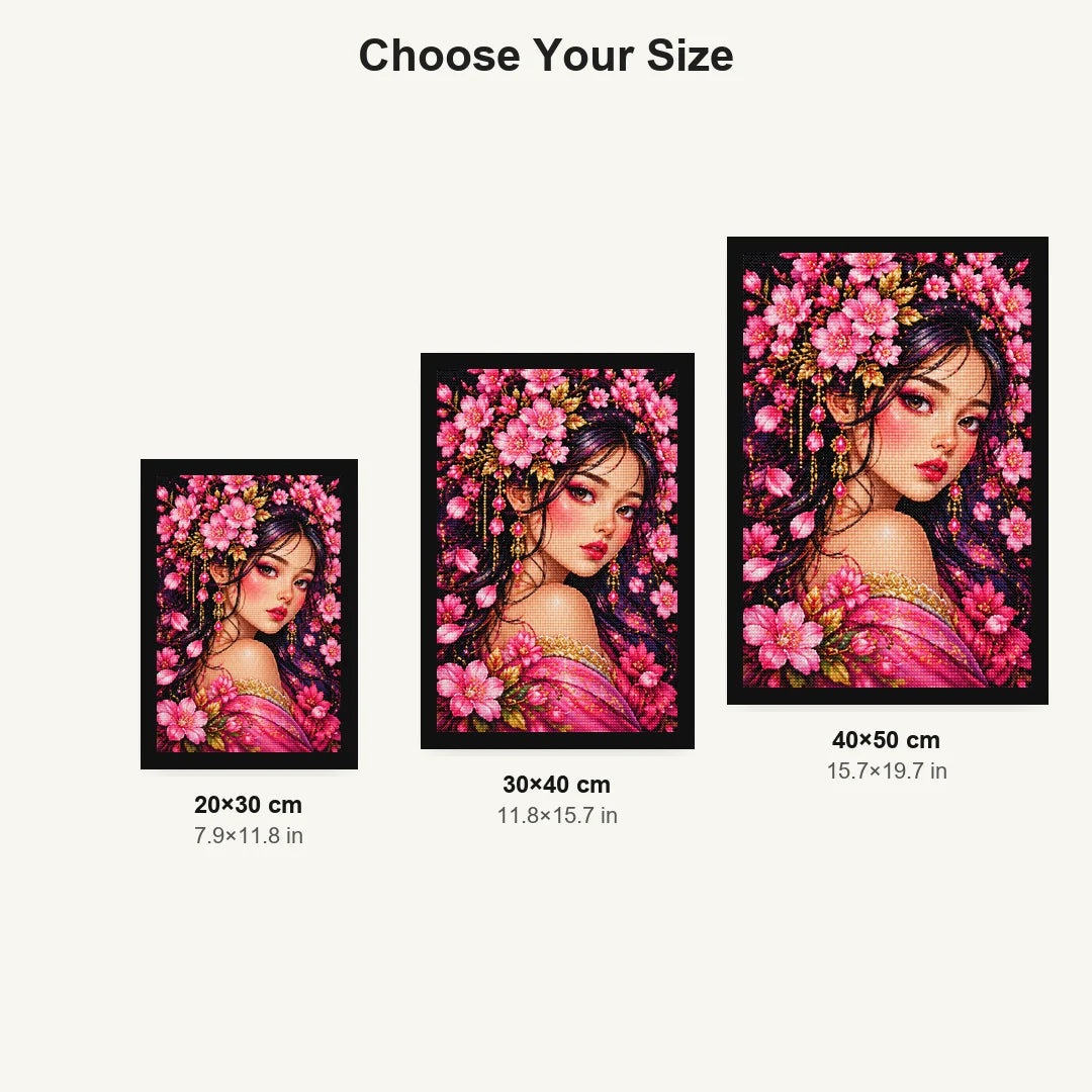 Cherry Blossom Beauty Diamond Painting Kit — Size guide